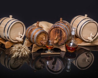 Oak Barrel, 1, 2, 3, 5. 10, 15 Liter Oak Whiskey Barrel, Rum Barrel, Aging Barrel Bourbon Barrel Gift for Man Scotch Lover winemaker barrel