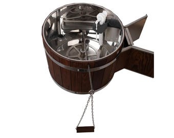 Cubo de ducha VIP / Sistema de ducha de lujo / Fresno térmico y acero inoxidable / Cascada de sauna Elite / Decoración de spa / Capacidad de 35 l