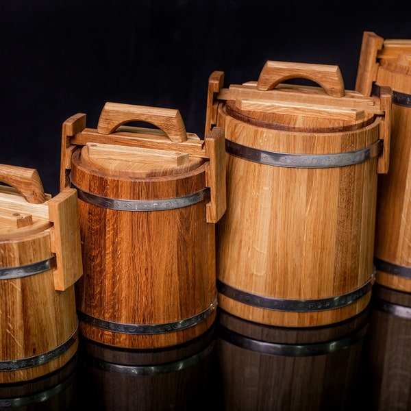 Oak Pickle Barrel / Oak Barrels 3 L, 5 L, 10 L, 15 L, 30 L / Vat for Pickles / Wood Container for Sauerkraut /Kitchen Container /for Foods