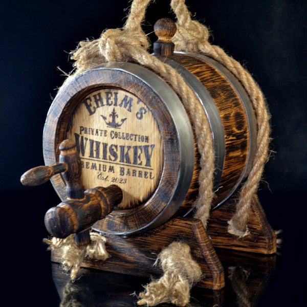 Personalisiertes Whiskyfass 1, 2, 3, 5, 10, 15 Liter, Wein, Rum aus Holz Geschenk für ihn, Wintage Eichenfass oder einen Geburtstag, Hochzeit, einen Trauzeugen.