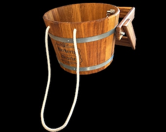 Personalisierter Duscheimer, Kalte Dusche, schottische Holzdusche, russischer Banya Wasserfall Eiche Saunaeimer 10, 23, 35L, Saunabad SPA