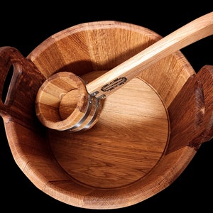 Saunaeimer, Saunazubehör, Aufgusseimer, Banya Schöpfkelle Eimer 10L, Saunakelle Holz, Holzbadeeimer, Eicheneimer, Holzeimer
