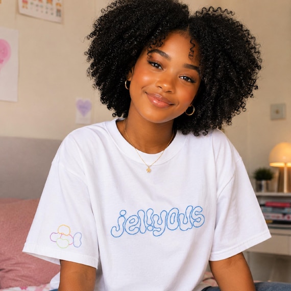 ILLIT Jellyous Hand Embroidered Adult Unisex T-shirt: K-pop Fan