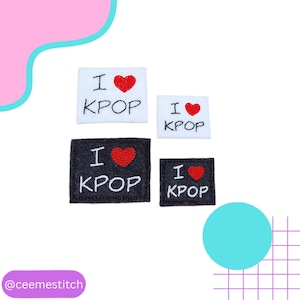 I Love K-Pop Hand Embroidered Felt Iron On Patches
