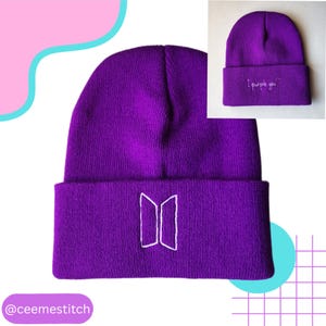 BTS Logo Embroidered Beanie Warm Winter Beanie Kpop Hat Kpop