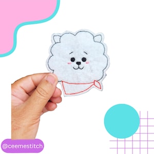 BT21 Large RJ Hand Embroidered Felt Iron On Patch • Fan Made BTS Merch