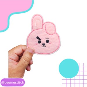 BT21 Large Cooky Hand Embroidered Felt Iron On Patch • Fan Made BTS Merch