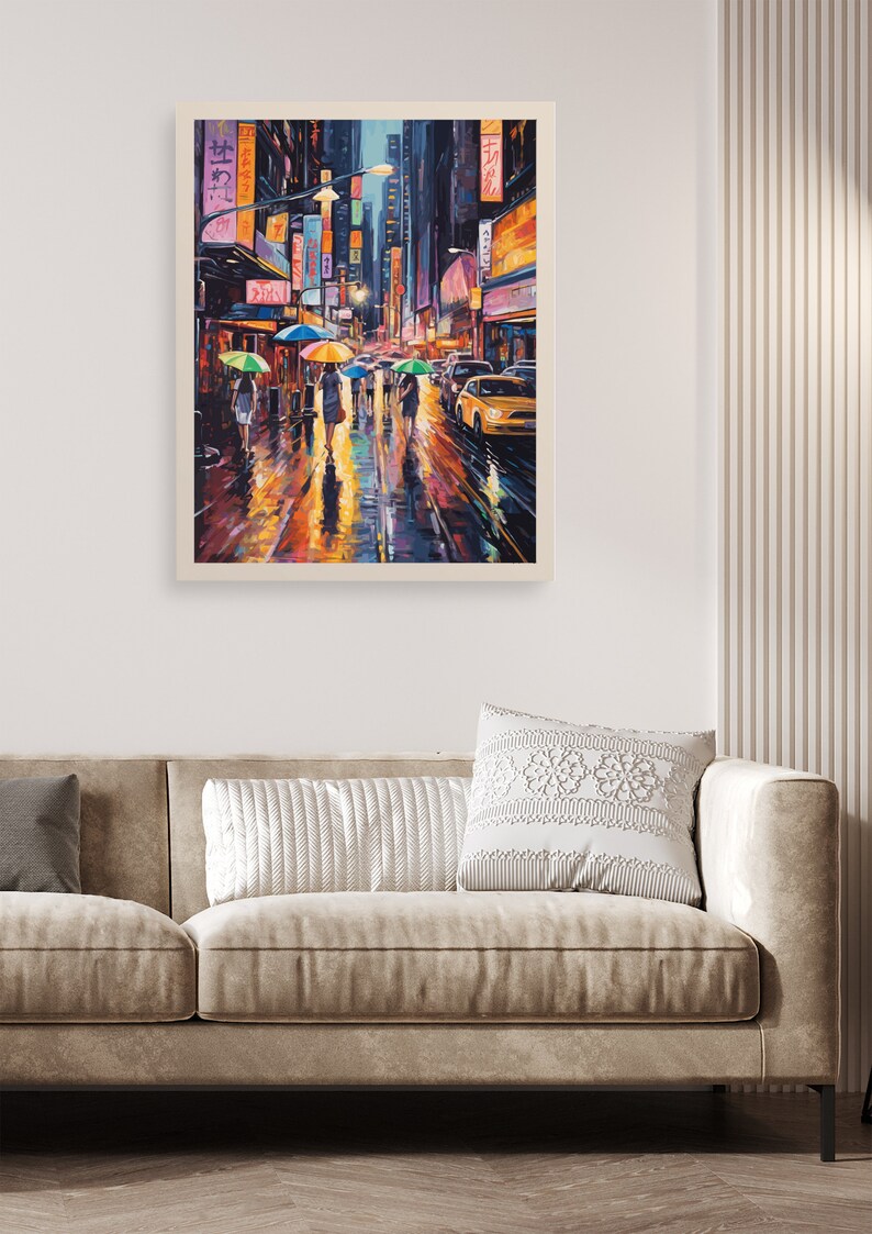 Cityscape Painting, Cityscape Wall Art, Rainstorm Wall Art, Rainstorm Painting, Rainstorm Art
