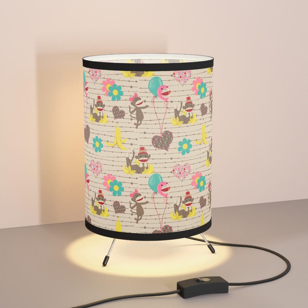 Retro Sock Monkey Lamp, Tripod Lamp With Playful Monkey Design, Fun ...