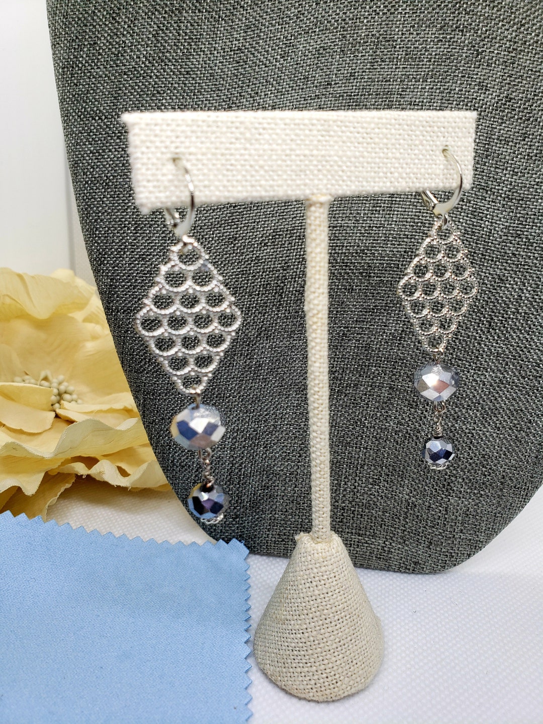 Silver Disco Ball Drop Earrings. Nickel Free Etsy