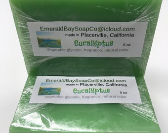 Eucalyptus bar soap, fruity wood scent, spearmint, refreshing, glycerin bar soap