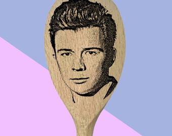 Rick Astley Engraved Wooden Spoon - Personalisation Available