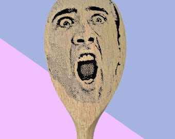 Face Engraved Wooden Spoon – Personalized Gag Gift