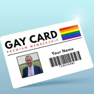 Personalised GAY CARD - Premium membership, Joke Meme, Funny Gift, Gift for Prank, Identity Card