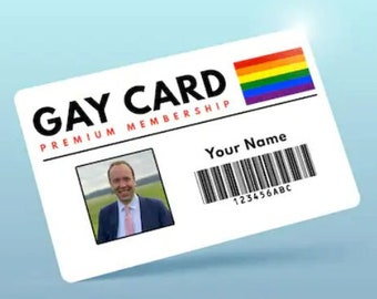 Personalised GAY CARD - Premium membership, Joke Meme, Funny Gift, Gift for Prank, Identity Card