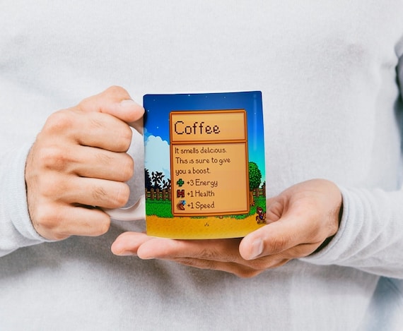 Stardew Valley Inspired Mug, Coffee Stats, Gamer Gift, Birthday gift, Coffee Mug, Tea Stats, Hot Chocolate Stats