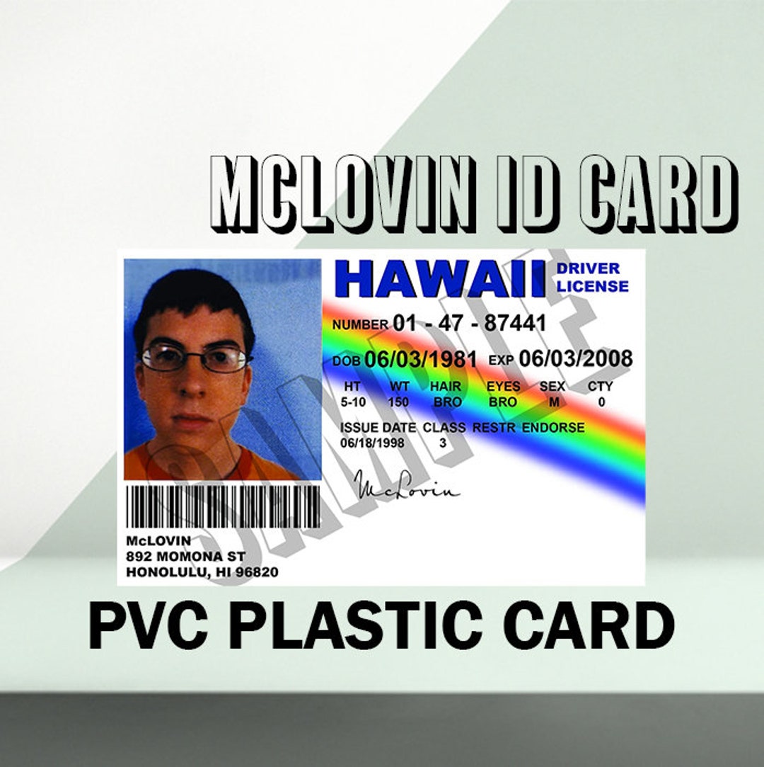 Mclovin SUPERBAD Plastic ID Card Film Novelty Prop Replica
