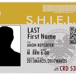 Suporte de crachá de cartão de identificação personalizado do agente SHIELD, nome e informações personalizadas, foto personalizada, código QR personalizado