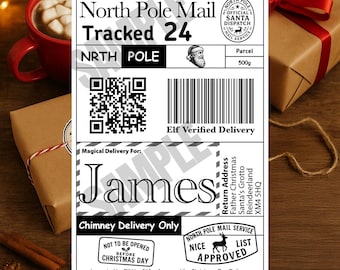 Personalised North Pole Postage Mailing & Shipping Sticker Labels - 6x4 inches
