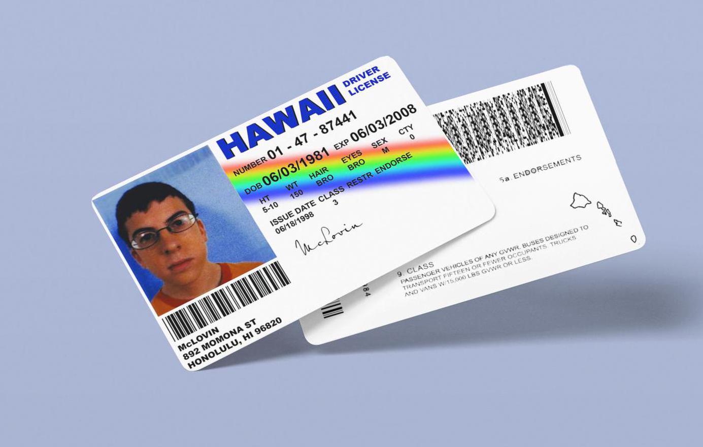McLovin SUPERBAD Plastic ID Card - Film Novelty Prop Replica (With or without custom photo)
