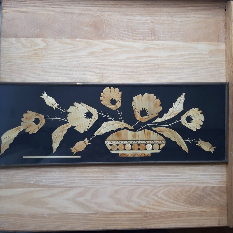 Vintage Soviet Wheat Straw Painting Russian Straw Art Etsy