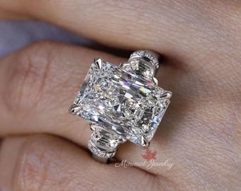 10カラットの輝くモアッサナイトの婚約指輪、大きな3石リング、隠れた 