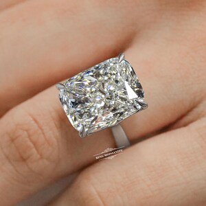 16 CT Cushion Cut Moissanite Engagement Ring: 14k White Gold Cathedral Solitaire