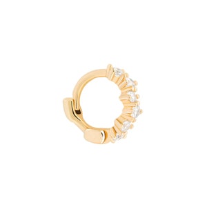 Diamond Helix Hoophelix Earring14k Gold Huggie - Etsy