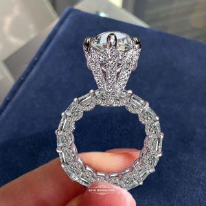 8 CT Large Moissanite pear shaped engagement ring,wide band teardrop ring,celebrity style pear cut moissanite,diamond iced out wedding ring