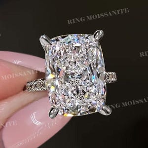 10 CT Elongated Cushion Cut Moissanite Engagement Ring with Hidden Halo,Celebrity Style Diamond Cocktail Wedding Ring