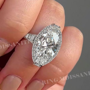 Oval Moissanit Verlobungsring 14k Weißgold 9 CT Solitaire Eternity Wedding Band Luxus Brautschmuck Hochzeit Jahrestag Ring Geschenke