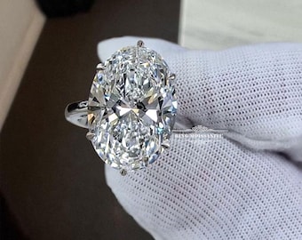 Oval Cut Moissanite Engagement Ring,Silver Promise Wedding 8 CT Solitaire Ring