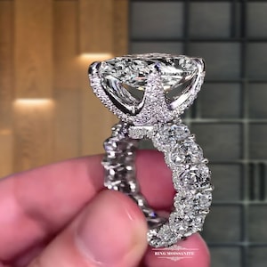 8 CT Pear shaped moissanite Engagement Ring with Wide Band - Celebrity Style pear shaped engagement ring, moissanite Diamond Wedding Ring