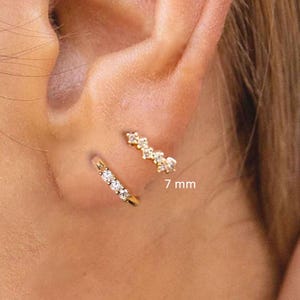 ダイヤモンド ヘリックス フープ•ヘリックス イヤリング•14K ゴールド フーギー イヤリング•軟骨フープ•トラガス フープ•軟骨イヤリング•天然ダイヤモンド•ミニ フープ イヤリング