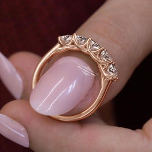 Womens Moissanite Wedding Band Eternity 14k Yellow Gold 5 Stone Round Cut Engagement Ring Anniversary Gift Half Eternity Wedding Band