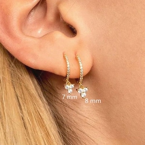 diamond huggie hoop earrings with charm•14k gold huggie earrings•Diamond charm hoop earrings•diamond huggies•Natural diamond•dangle earrings