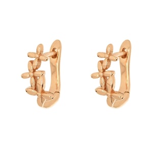 14k gold huggie hoop earrings flower hoop earrings mini hoop earrings 7mm 8mm solid Gold hoop earrings cartilage hoop small tiny gold hoops
