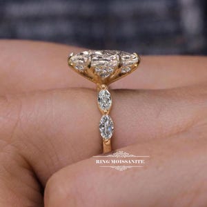 Marquise Lab Grown Diamond Engagement Ring 2.3 CT IGI Certified CVD Diamond Marquise Wedding band ring 14K Gold Hidden halo solitaire ring