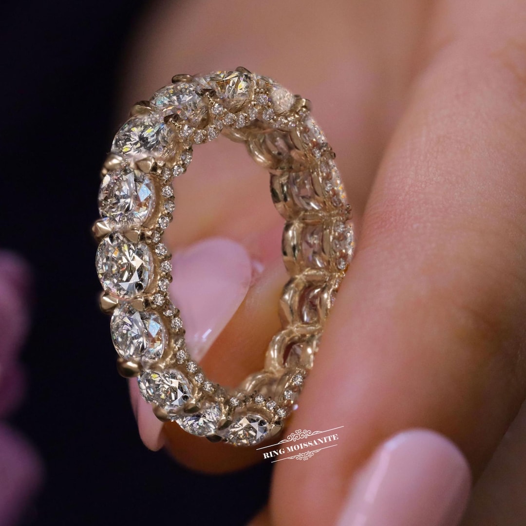 Moissanite Wedding Band Full Eternity Band 14k Gold Full Eternity Ring ...