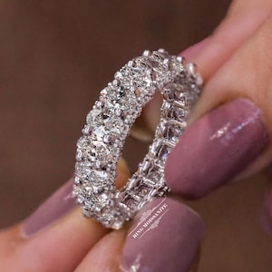 Lab Grown Diamond Oval Eternity Wedding Band 14k White Gold Stackable Ring