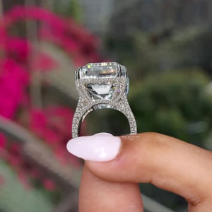 9 CT Large Asscher Cut Moissanite Engagement Ring,split Band Hidden ...