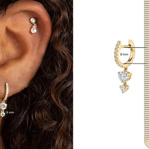 Charm hoop earrings•Diamond huggie hoop earrings with charm•diamond huggies•14k gold hoops•small dangle•Natural diamond hoop earrings