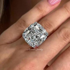 26 CT kussenmoissaniet verlovingsring Celebrity Style Solitaire 14k witgouden diamanten trouwring