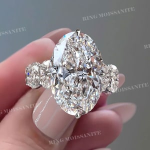 13.9 TCW oval moissanite engagement ring,hidden halo,Thick band,unique celebrity style,solitaire large big oval engagement ring,wedding ring