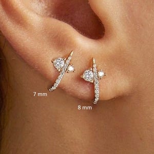Diamond huggies•14k gold huggie earrings•half open hoop earrings•small diamond hoops•Natural diamond huggie earrings•cartilage earring