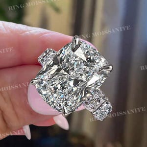 9.5 CT large elongated cushion cut moissanite engagement ring,celebrity style,eternity wide band,big statement diamond cocktail wedding ring