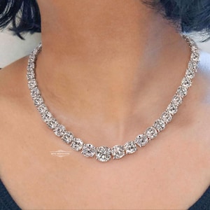 Solidny 14-karatowy złoty naszyjnik tenisowy, okrągły naszyjnik z moissanitem, naszyjnik choker tenisowy, łańcuszek z lodem, naszyjnik tenisowy z moissanitem, naszyjnik wieczności