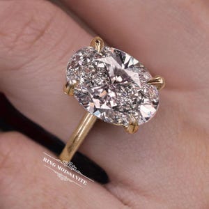 5 CT Oval Lab Grown Diamond Engagement Ring: 14k Gold Solitaire Wedding Ring Women IGI Certified