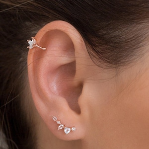 14k gold ear cuff•ear cuff no piercing•ear cuff earrings•fake helix piercing•fake ear cuff•hoop ear cuff•diamond ear cuff•fake helix ring