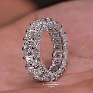 Full Eternity Bnad Unique Moissanite wedding band 4mm wedding band Band modern matching rings stackable rings